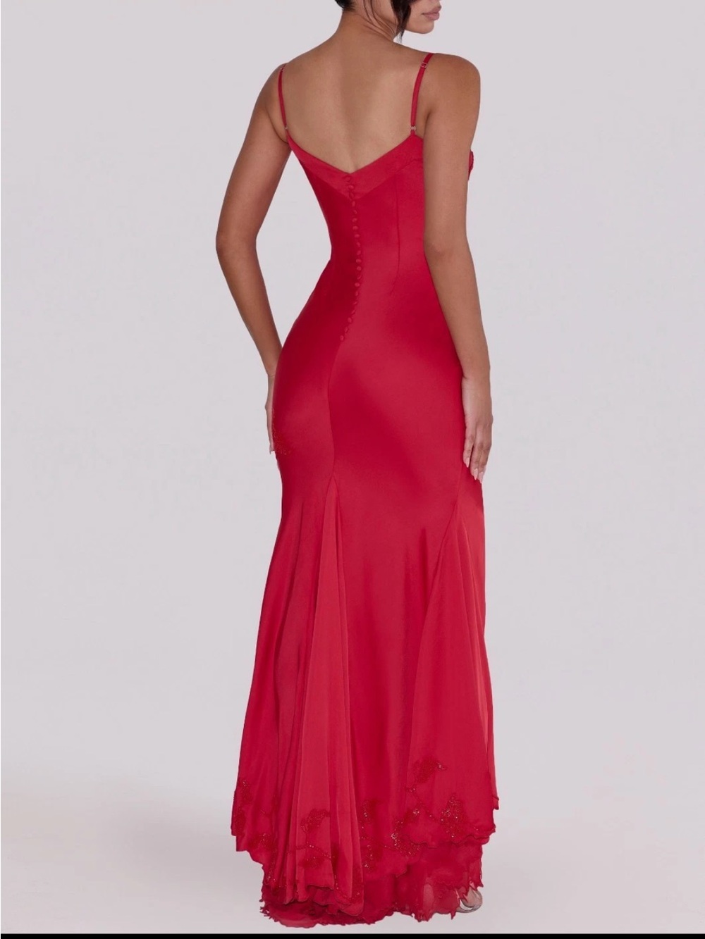 House of CB Anastelle Red hand Beaded embellished satin maxi dress - Picture 2 of 2
